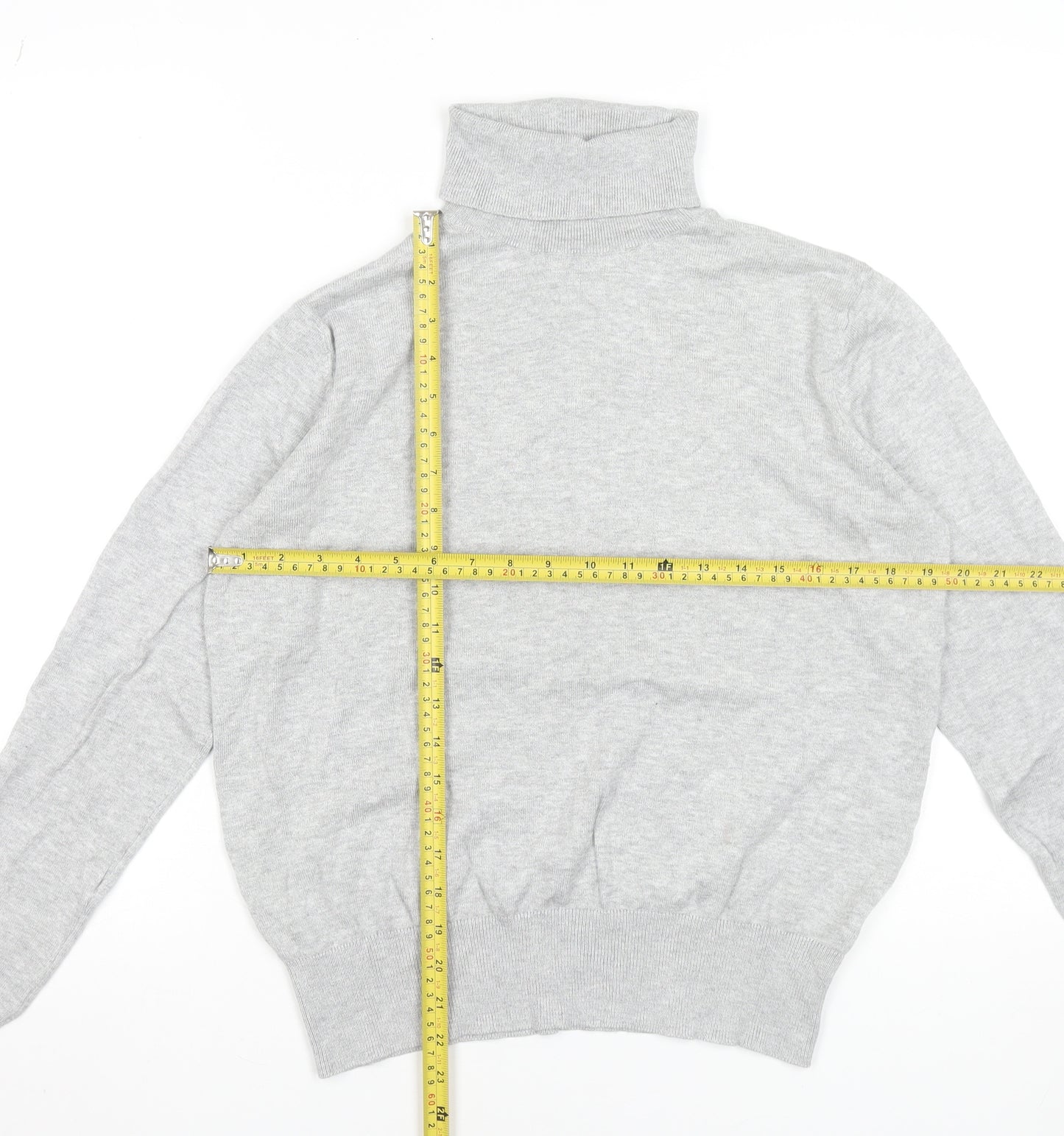 H&M Womens Grey Roll Neck Long Sleeve Pullover Jumper Size 12