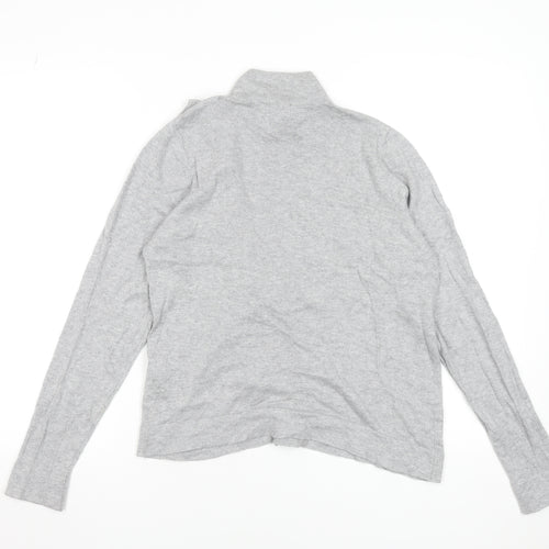 Broadway NYC Fashion Women Grey Large Ruffle Mock Neck Jumper