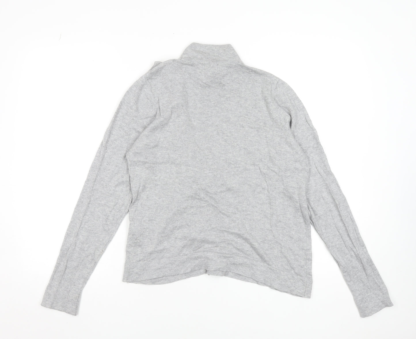 Broadway NYC Fashion Women Grey Large Ruffle Mock Neck Jumper