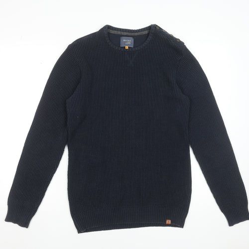 Blend Men's Blue Cotton Waffle-Knit Crew Neck Jumper XL