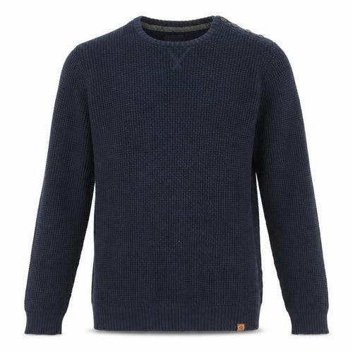 Blend Men's Blue Cotton Waffle-Knit Crew Neck Jumper XL