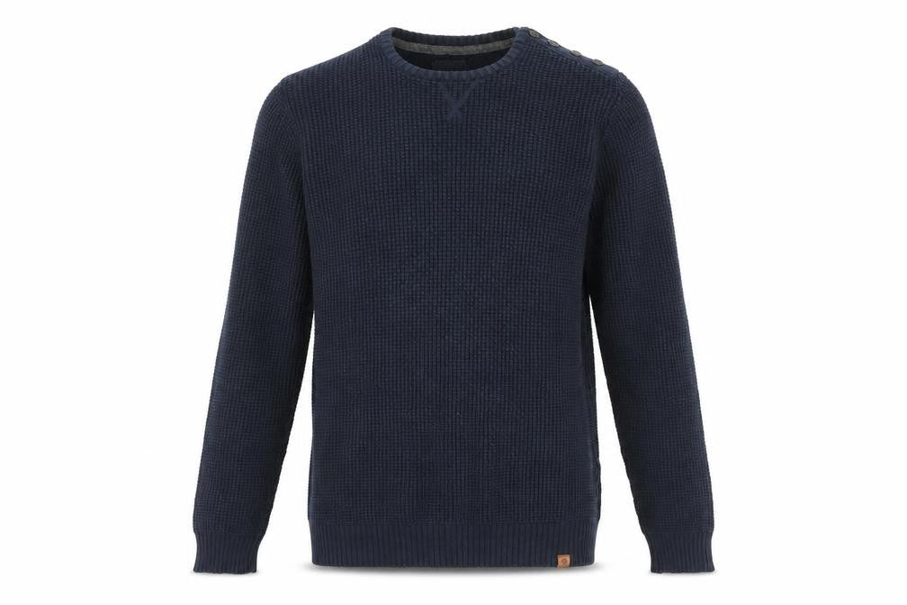 Blend Men's Blue Cotton Waffle-Knit Crew Neck Jumper XL