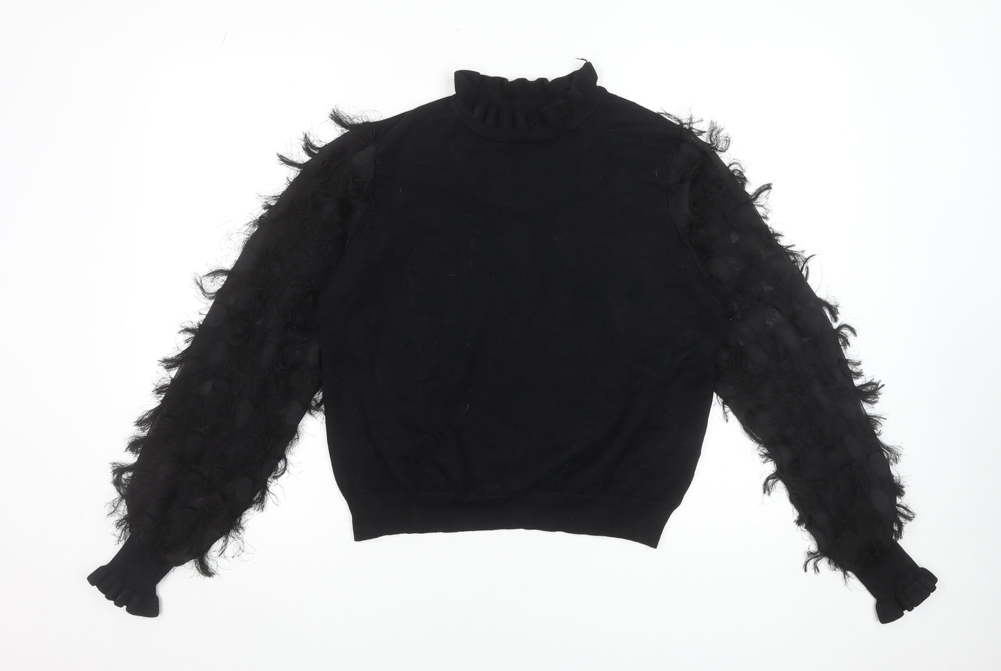 New Look Women’s Black High Neck Puff Sleeve Pullover Jumper Size L