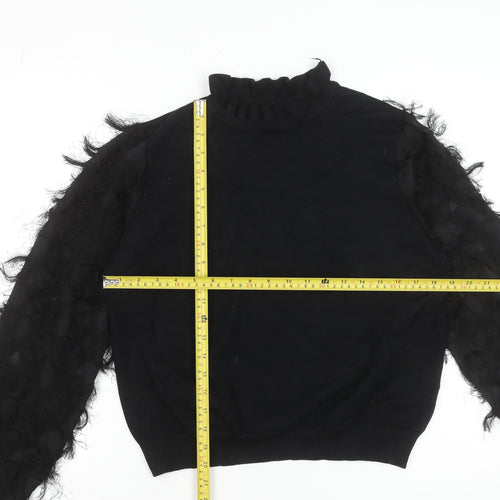 New Look Women’s Black High Neck Puff Sleeve Pullover Jumper Size L