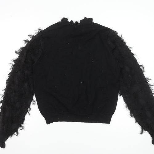 New Look Women’s Black High Neck Puff Sleeve Pullover Jumper Size L
