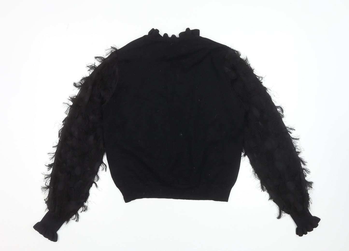 New Look Women’s Black High Neck Puff Sleeve Pullover Jumper Size L