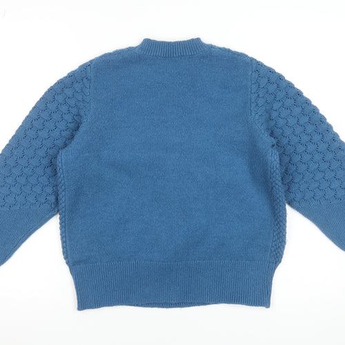 Gallery Women's Blue Knit Crew Neck Pullover Jumper Size L