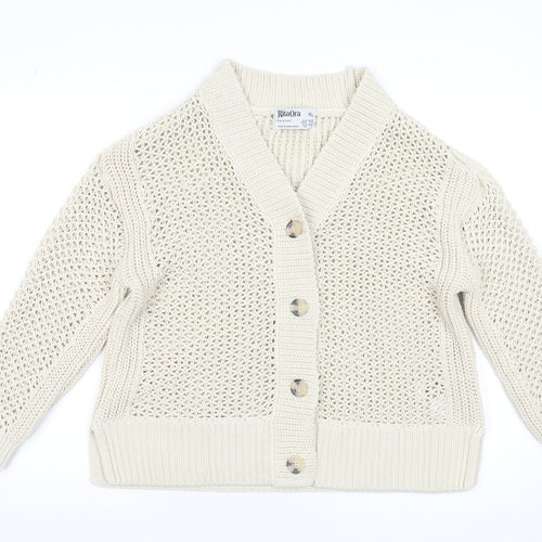 Rita Ora x Primark Women Beige XL Open-Knit Cardigan Jumper