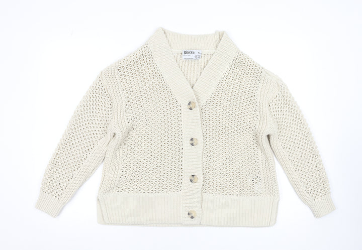 Rita Ora x Primark Women Beige XL Open-Knit Cardigan Jumper