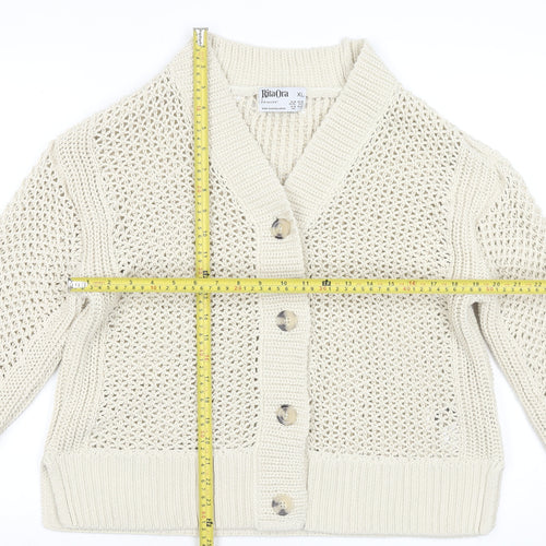 Rita Ora x Primark Women Beige XL Open-Knit Cardigan Jumper