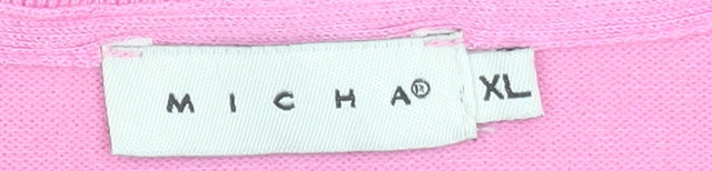 Micha Womens Pink Striped Crew Neck Pullover Jumper XL Viscose Blend