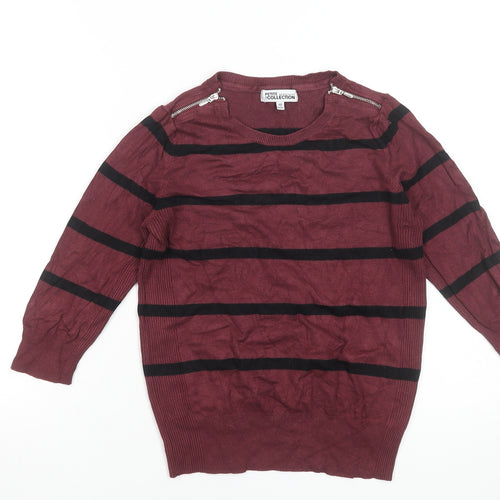 Debenhams Women’s Red Striped Petite Jumper Size 10 3/4 Sleeve Knitwear