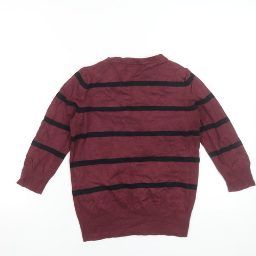 Debenhams Women’s Red Striped Petite Jumper Size 10 3/4 Sleeve Knitwear