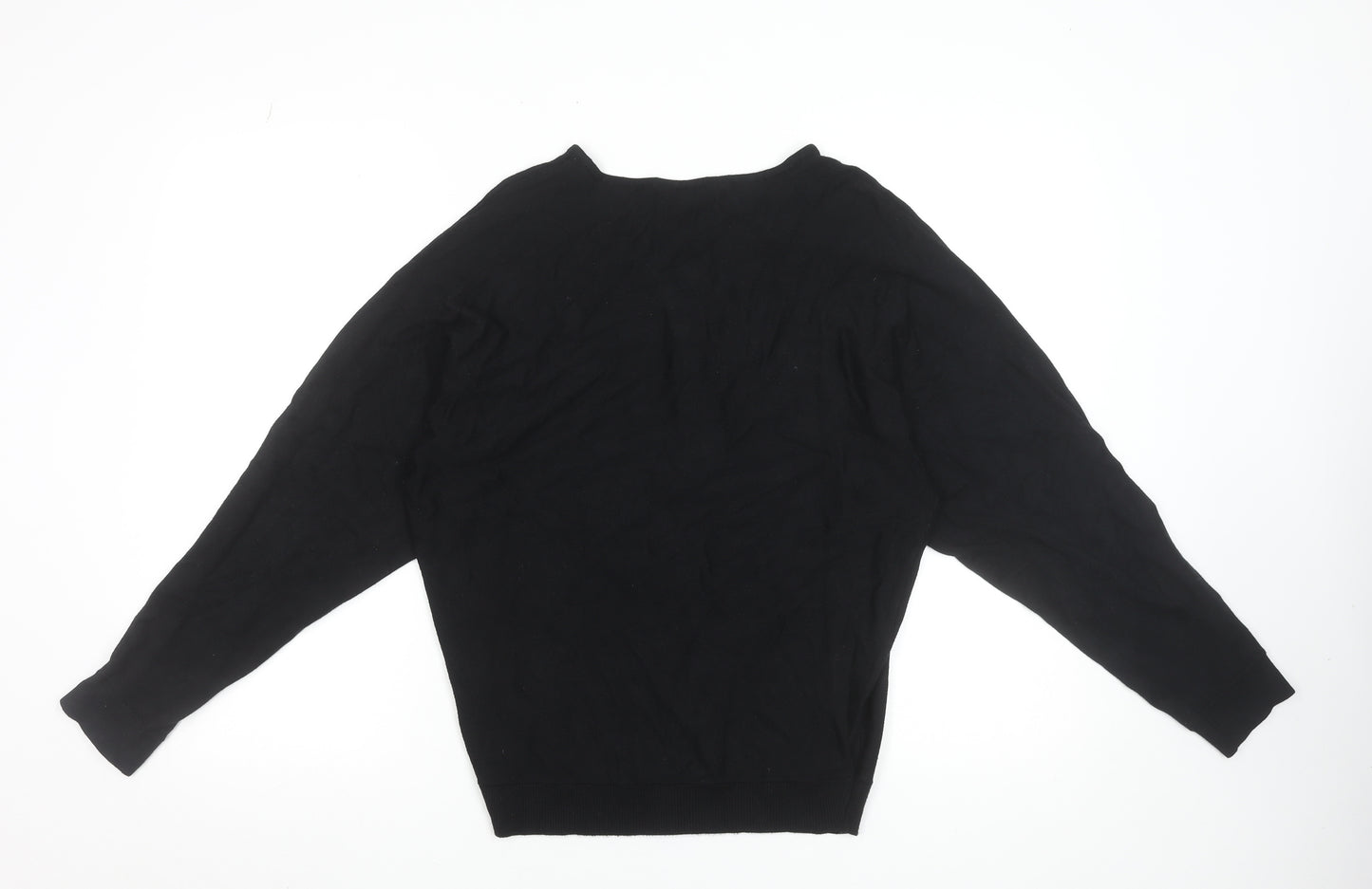 Zabaione Women’s Black V-Neck Half Zip Pullover Jumper Size S