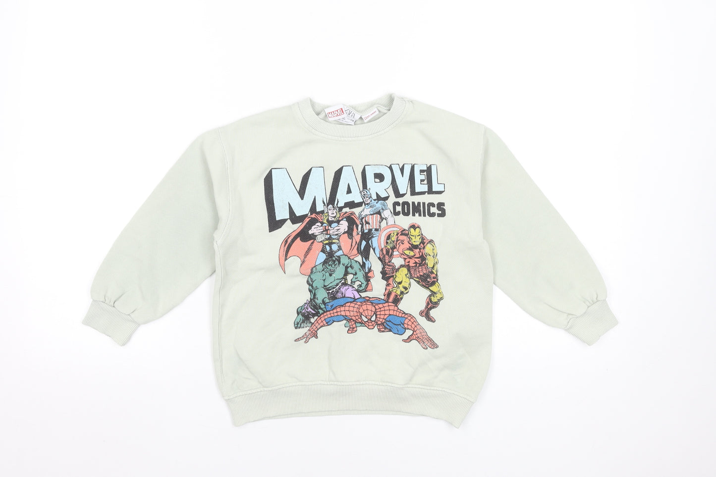 Zara Boys Green Marvel Comics Pullover Sweatshirt 5 Years