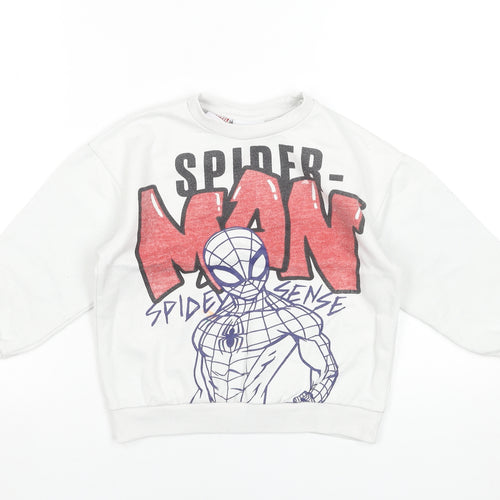 Lefties Boys White Spider-Man Crew Neck Sweatshirt 5-6 Years Marvel Graphic