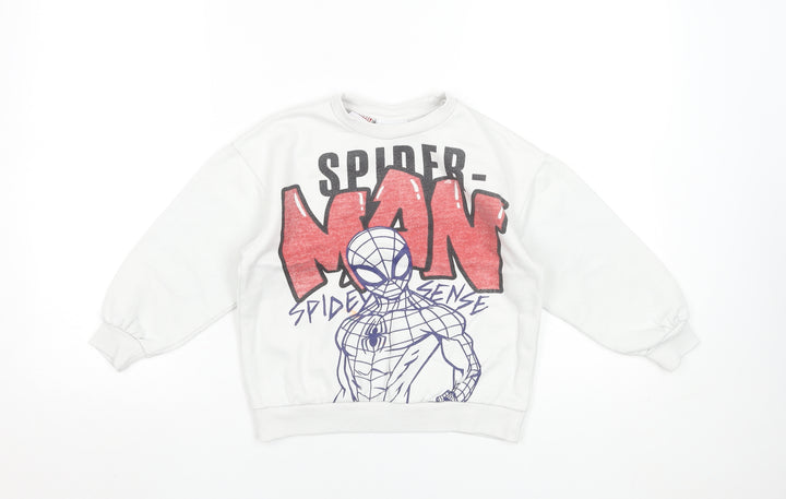 Lefties Boys White Spider-Man Crew Neck Sweatshirt 5-6 Years Marvel Graphic
