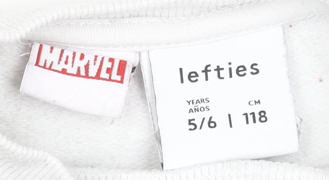 Lefties Boys White Spider-Man Crew Neck Sweatshirt 5-6 Years Marvel Graphic