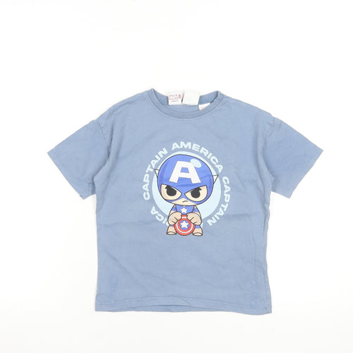 Zara Boys Blue Captain America Marvel T-Shirt 5 Years Short Sleeve Cotton