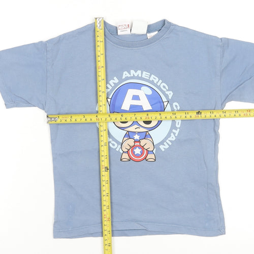 Zara Boys Blue Captain America Marvel T-Shirt 5 Years Short Sleeve Cotton