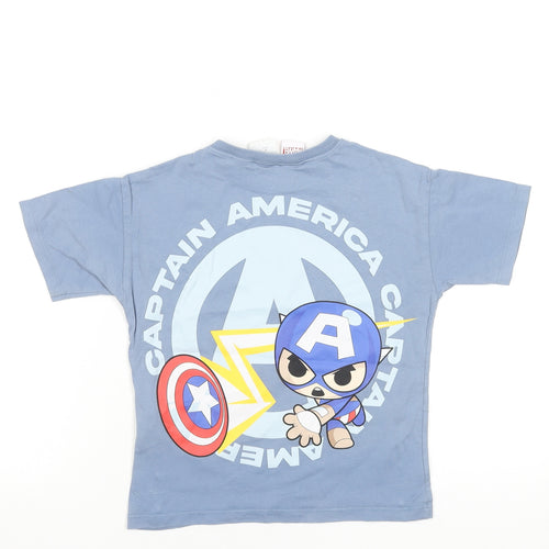 Zara Boys Blue Captain America Marvel T-Shirt 5 Years Short Sleeve Cotton