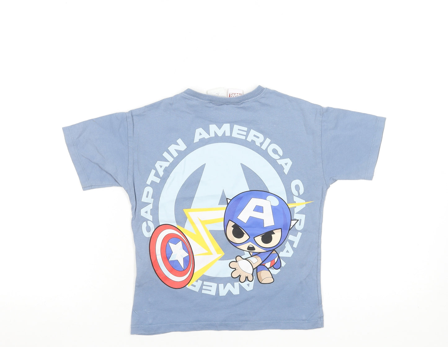 Zara Boys Blue Captain America Marvel T-Shirt 5 Years Short Sleeve Cotton