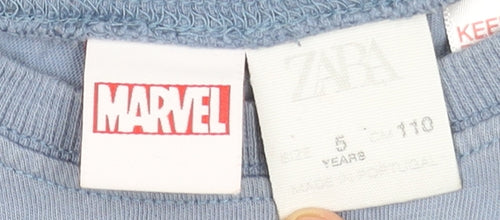 Zara Boys Blue Captain America Marvel T-Shirt 5 Years Short Sleeve Cotton
