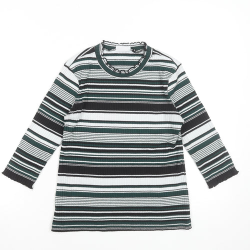ONLY Women's Multicoloured Striped Knit Jumper M High Neck
