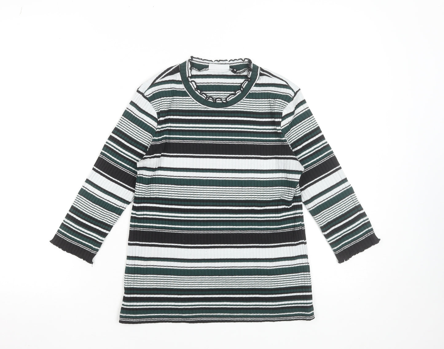 ONLY Women's Multicoloured Striped Knit Jumper M High Neck