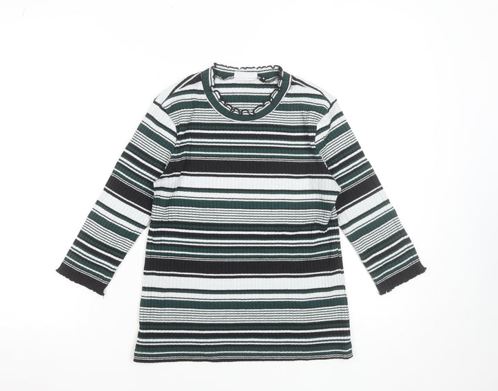 ONLY Women's Multicoloured Striped Knit Jumper M High Neck