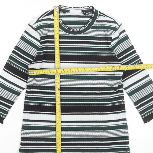 ONLY Women's Multicoloured Striped Knit Jumper M High Neck