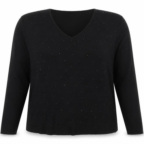 Toi Du Monde Women's Black Beaded V-Neck Knit Top Size S