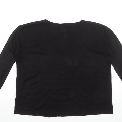 Toi Du Monde Women's Black Beaded V-Neck Knit Top Size S