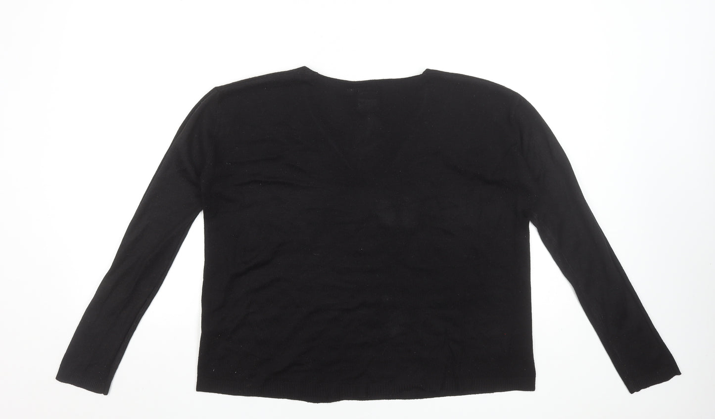Toi Du Monde Women's Black Beaded V-Neck Knit Top Size S