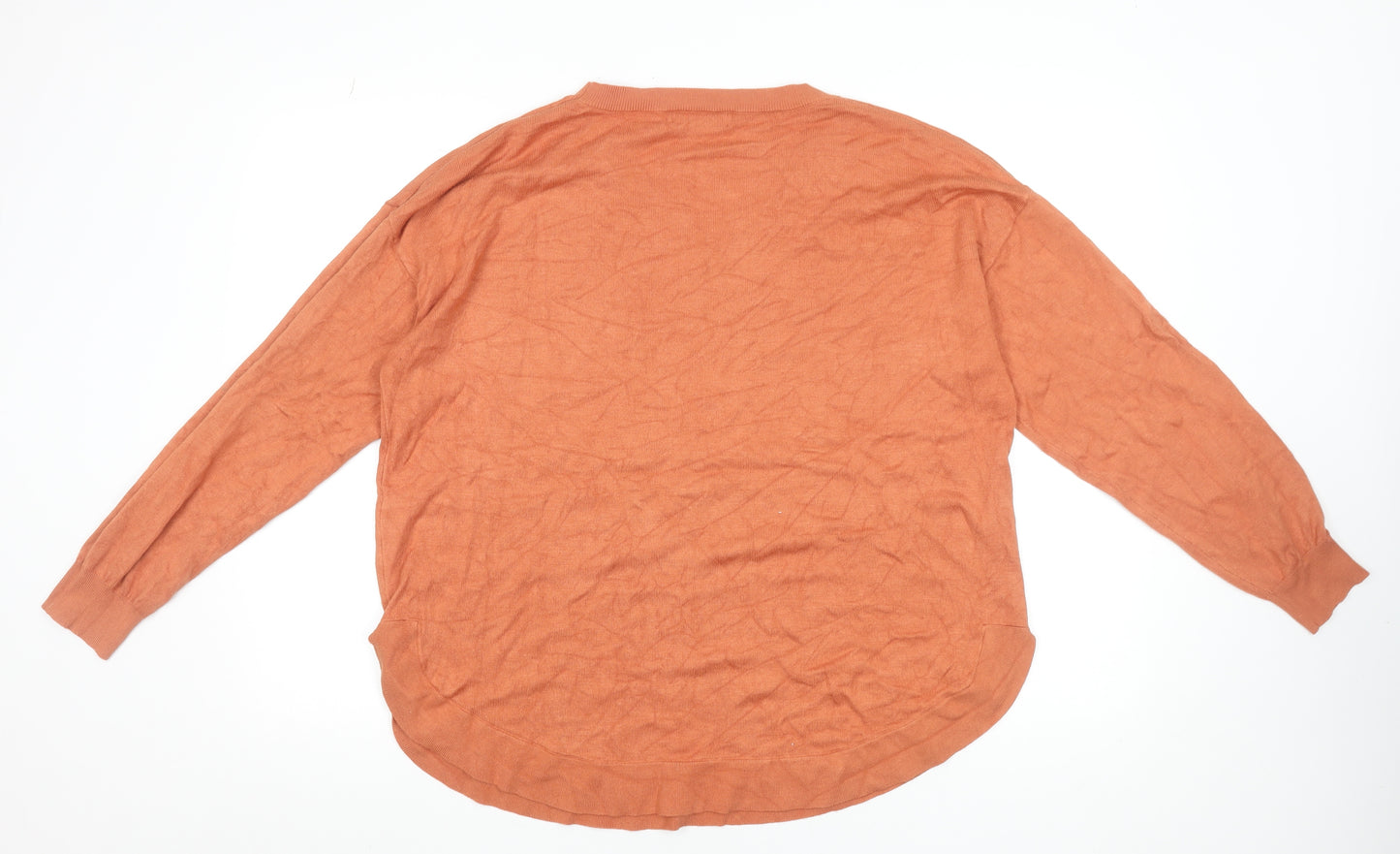 Gallery Women’s Orange V-Neck Long Sleeve Pullover Jumper Size L