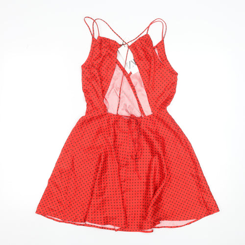 Zara Women’s Red Polka Dot A-Line Strappy Summer Dress XS