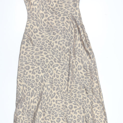 SLA The Label Women's Beige Leopard Print Midi Slip Dress M