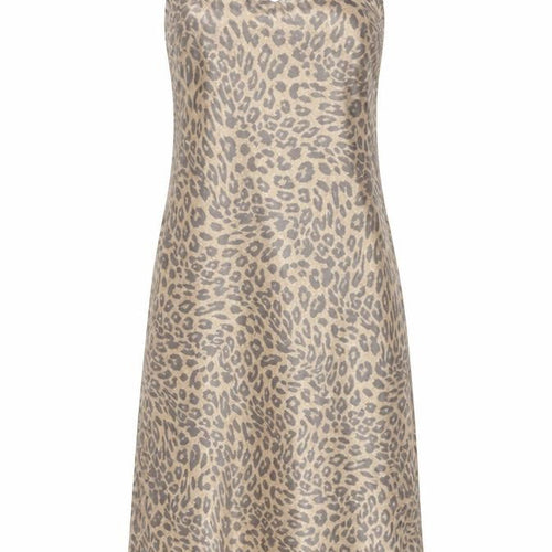 SLA The Label Women's Beige Leopard Print Midi Slip Dress M