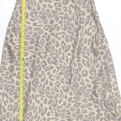 SLA The Label Women's Beige Leopard Print Midi Slip Dress M