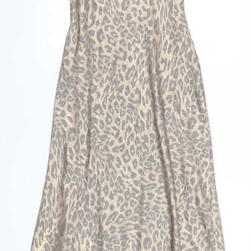 SLA The Label Women's Beige Leopard Print Midi Slip Dress M