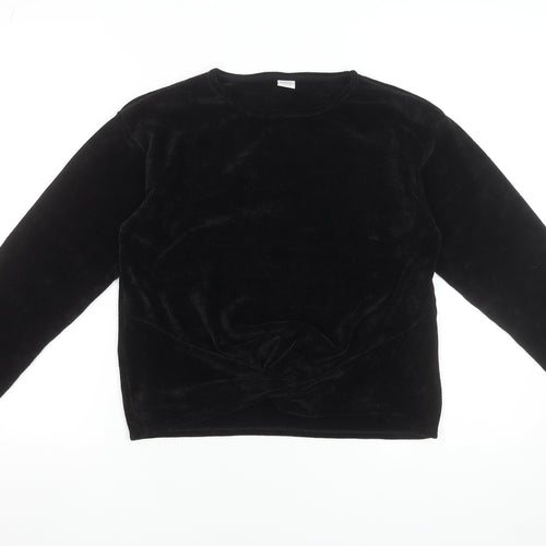 Lindex Teens Black Velvet Long Sleeve Blouse Size L