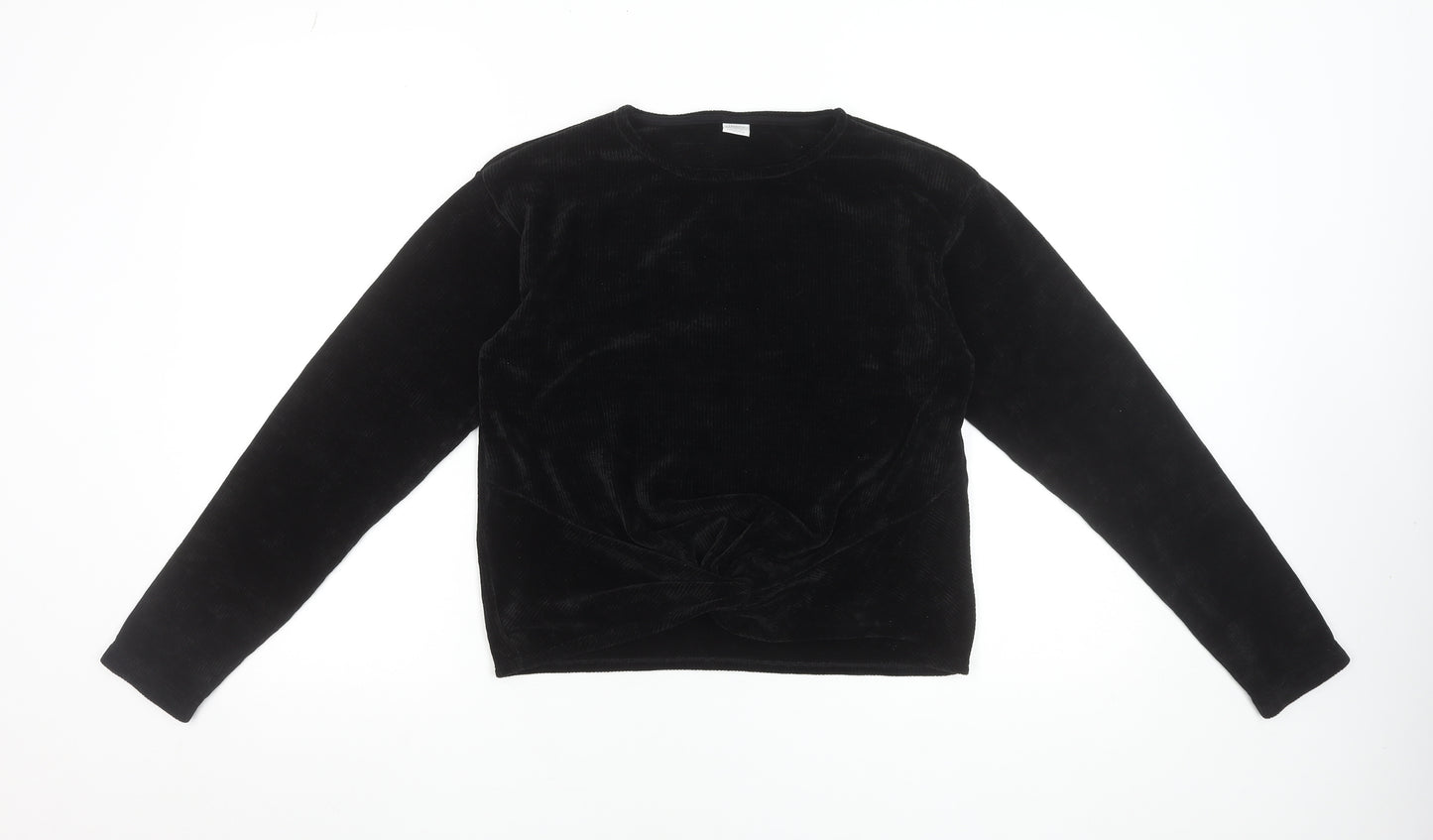 Lindex Teens Black Velvet Long Sleeve Blouse Size L