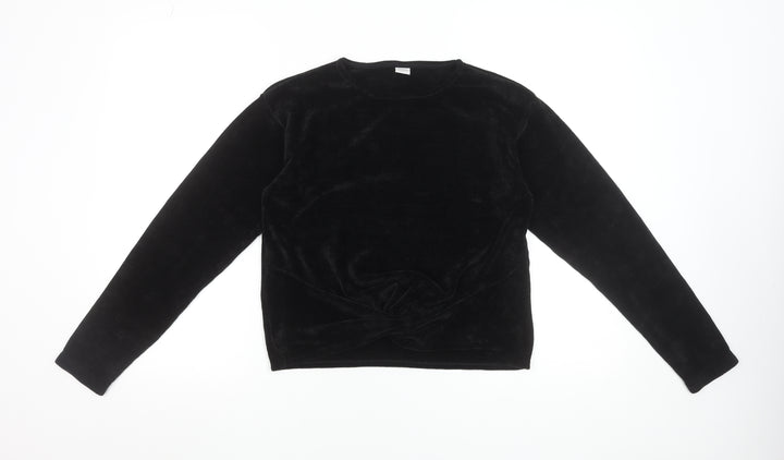Lindex Teens Black Velvet Long Sleeve Blouse Size L