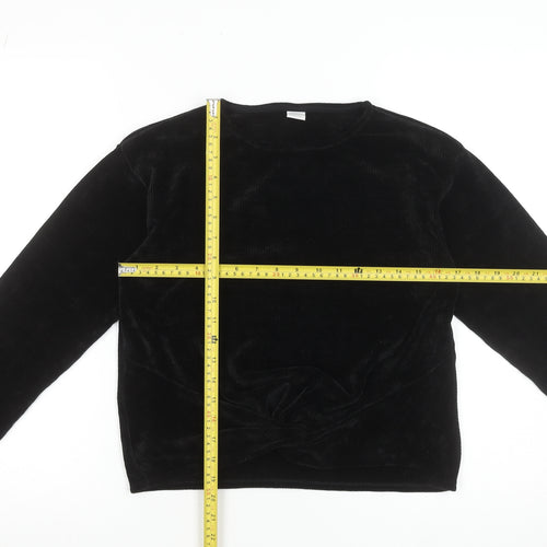 Lindex Teens Black Velvet Long Sleeve Blouse Size L