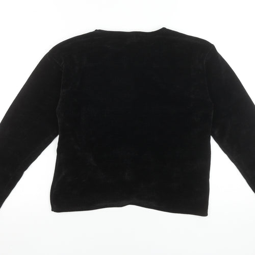 Lindex Teens Black Velvet Long Sleeve Blouse Size L