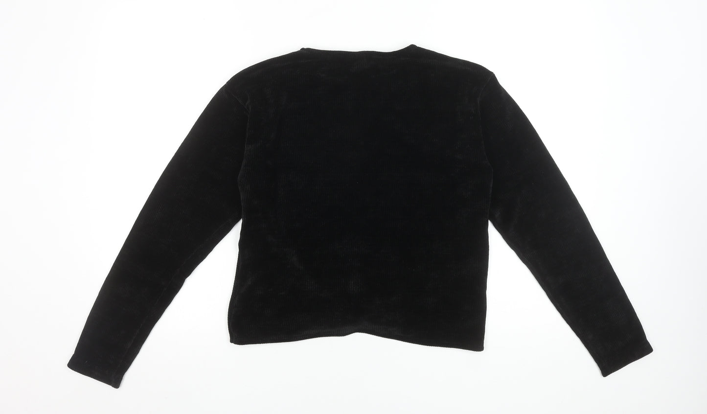Lindex Teens Black Velvet Long Sleeve Blouse Size L