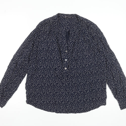 Marks and Spencer Women's Blue Polka Dot Long Sleeve Blouse Size 12