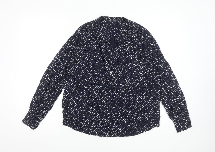 Marks and Spencer Women's Blue Polka Dot Long Sleeve Blouse Size 12