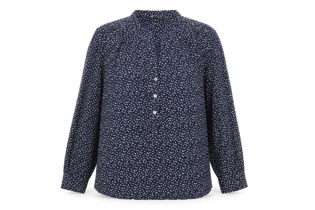 Front view of Marks & Spencer Women's Blue Polka Dot Long Sleeve Blouse, size 12