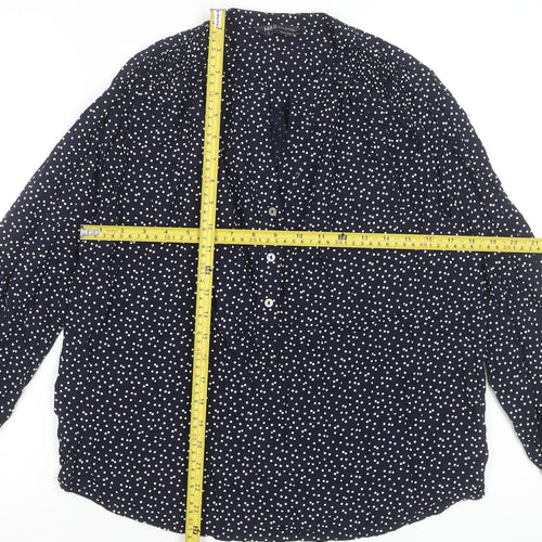 Marks and Spencer Women's Blue Polka Dot Long Sleeve Blouse Size 12